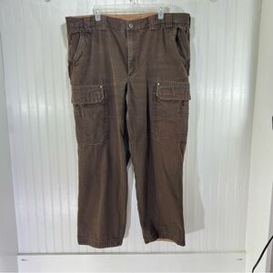 Duluth Trading Fire Hose Canvas Cargo Work Pants Brown 44x32 Heavy Duty Utility